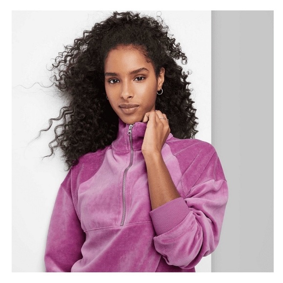 Wild Fable NEW Purple Velour Quarter Zip Pullover Top ~ NWT Size Large - Picture 1 of 16